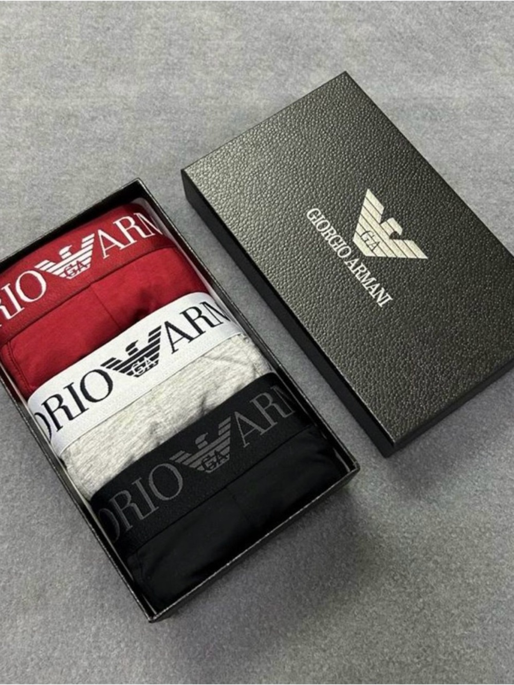 Giorgio Armani Youth 3-Pack Boxer Briefs - Red, Gray, Black